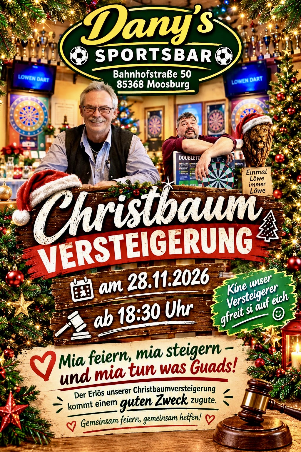 Christbaumversteigerung in Danys Sportsbar